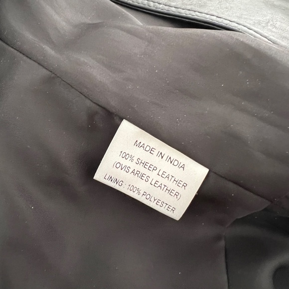 Barneys Black Leather Cropped Biker Jacket Peplum Large - Picture 10 of 10